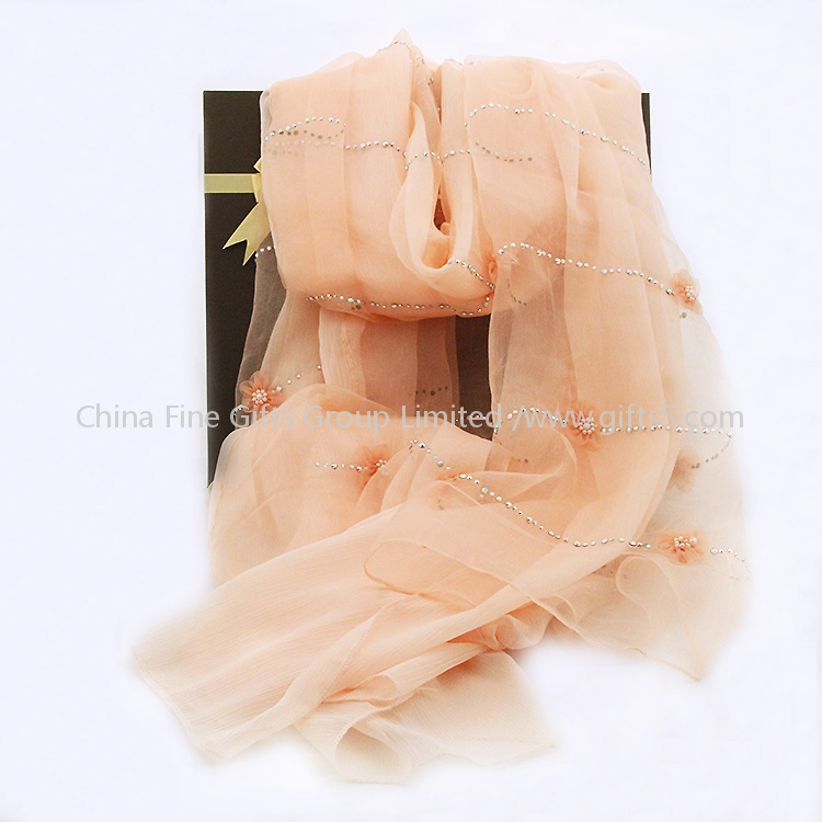 Lovely pink scarf with flowers for valentine gift