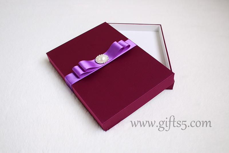 High end purple silk boxes,silk wedding invitation boxes wholesale